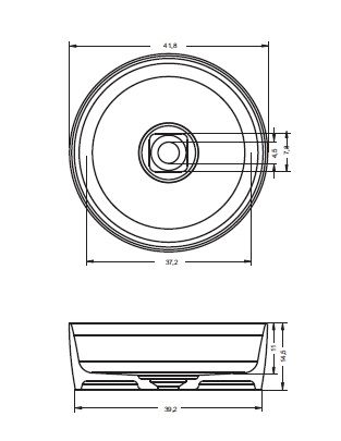 RIHO Solid Surface Thin Waschtisch rund Ø 41,8x14,5 cm, seidenmatt weiß F70026