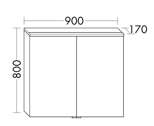 Burgbad Eqio Spiegelschrank mit horizontaler LED-Beleuchtung und 2 Spiegeltüren, 90x80cm