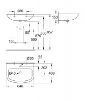 Vorschau: Grohe Bau Keramik Waschtisch 65x47cm, weiß