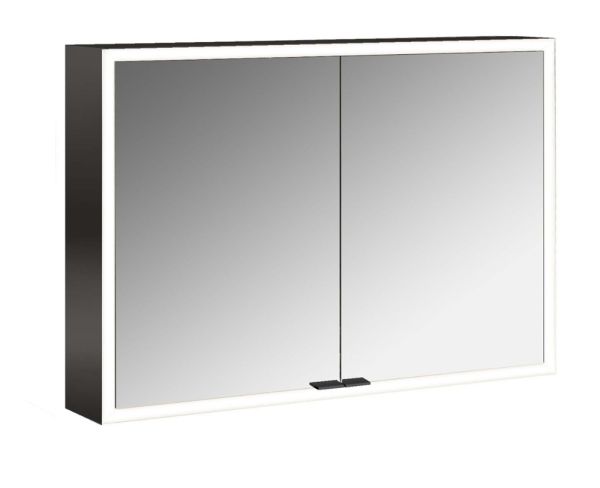 emco prime Facelift Lichtspiegelschrank 100cm mit 2 Türen, Aufputz schwarz verspiegelt 949713583