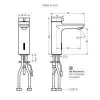 Vorschau: WimTec SMART TH HyPlus berührungslose Waschtischarmatur 230V Netzbetrieb, schwarz matt