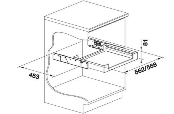 Blanco Flat Drawer 60 H für Flügeltüren, schwarzgrau