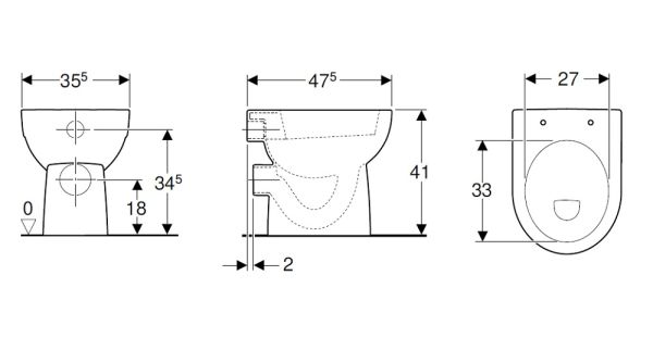 Geberit Renova Stand-WC Flachspüler, teilgeschlossene Form, weiß_3