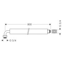 Vorschau: Hansgrohe Flexibles Anschlussrohr 80cm mit Winkelstück 90°