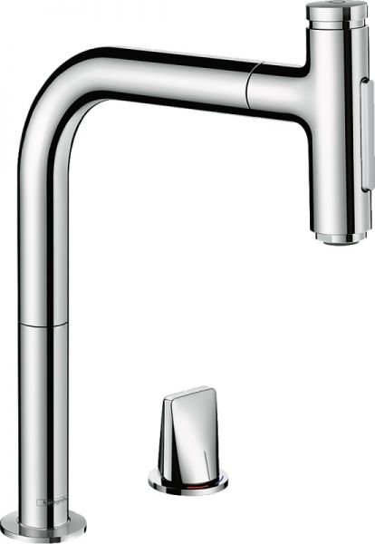 Hansgrohe Metris Select M71 2-Loch Einhebel-Küchenmischer 200, Ausziehbrause, 2jet 73819000 chrom