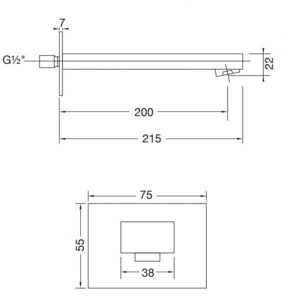 Steinberg Serie 160 Wand-Auslauf für Waschtisch oder Wanne 200mm, chrom