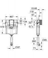 Vorschau: Grohe Spülkasten GD 2 für WC Wandeinbau, 6-9l einstellbar Start/Stopp o. 2 Mengen