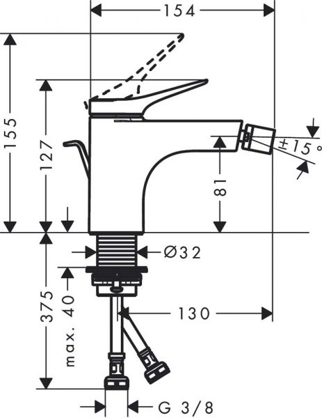 Hansgrohe Vivenis Einhebel-Bidetmischer mit Zugstangen-Ablaufgarnitur, mattweiß 75200700