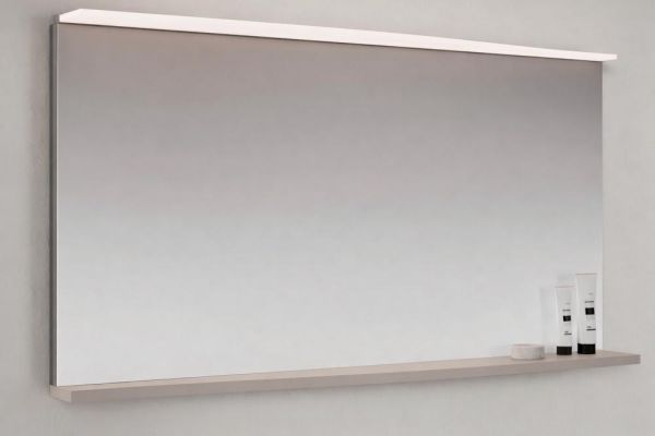 Burgbad Sinea 3.0 Spiegel 120x65cm mit horizontaler LED-Beleuchtung & Ablage, Ausführung links, veloursgrau matt SHGW120L