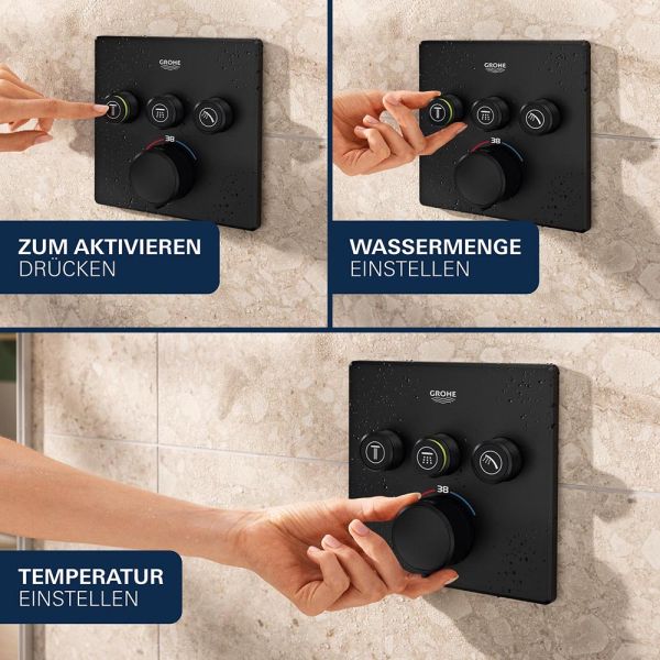 Grohe Precision SmartControl Duschsystem, eckig, mit Thermostat, schwarz matt