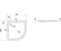 Vorschau: Laufen Platina Duschwanne Viertelkreis 100x100cm flach, Einbauhöhe 6,5cm