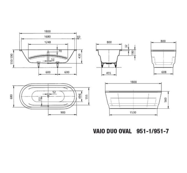 Kaldewei Vaio Duo Oval-Badewanne 180x80cm Mod. 951