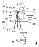 Vorschau: Grohe Concetto Einhand-Waschtischbatterie, Niederdruck für Warmwasserbereiter, S-Size, chrom