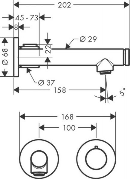 Axor Uno Select Waschtischmischer 158 Unterputz für Wandmontage