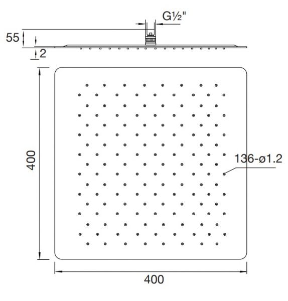 Steinberg Regenbrause ultraflach mit Easy Clean 400x400mm, chrom