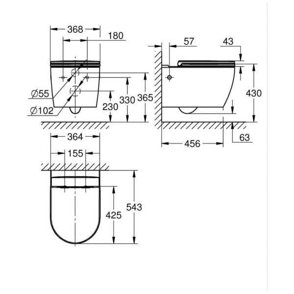 Grohe Bau Wand-WC Set mit WC-Sitz, weiß