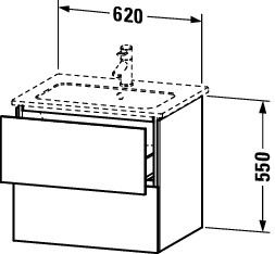 Duravit L-Cube Waschtischunterschrank wandhängend 62x48cm mit 2 Schubladen für ME by Starck 233663