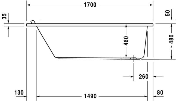 Duravit Starck Einbau-Badewanne rechteckig 170x70cm, weiß