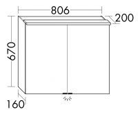 Vorschau: Burgbad Fiumo Spiegelschrank mit horizontaler LED-Beleuchtung, 2 Spiegeltüren 80,6x67cm