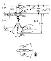 Vorschau: Grohe Start Küchen-Wasserhahn Niederdruck mit Dual Spülbrause, chrom