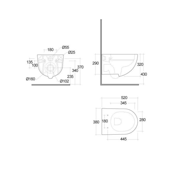 Kludi RESA D Spiralflush-Wand-WC 52cm, weiß