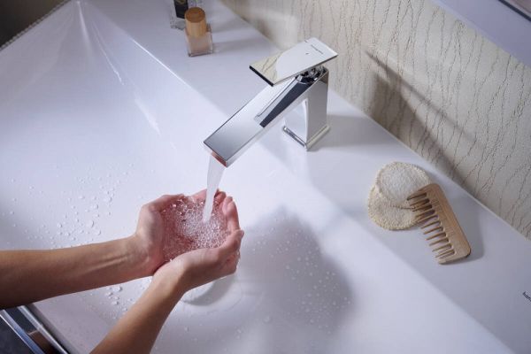 Hansgrohe Tecturis E Waschtischarmatur 110 wassersparend+, ohne Ablauf, chrom