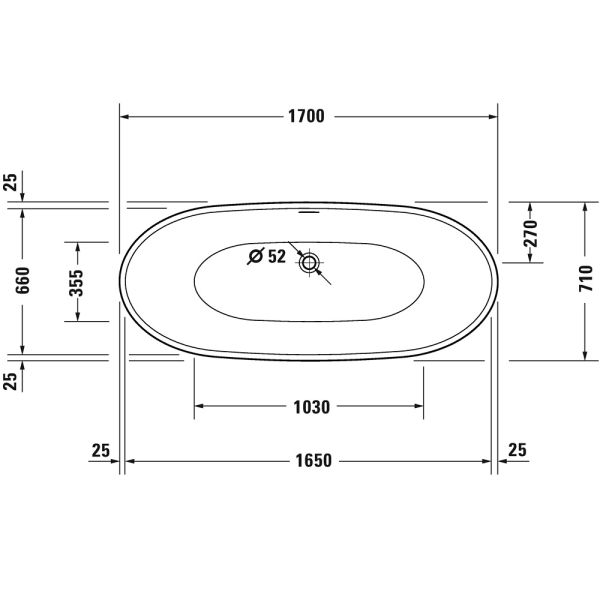 Duravit DuraVato freistehende ovale Badewanne 170x80cm, weiß 700570000000000