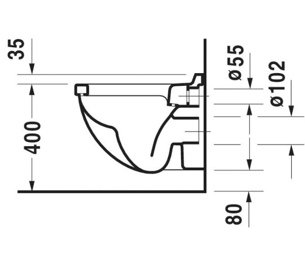 Duravit Starck 3 Wand-WC 48x36,5cm, oval, WonderGliss, weiß