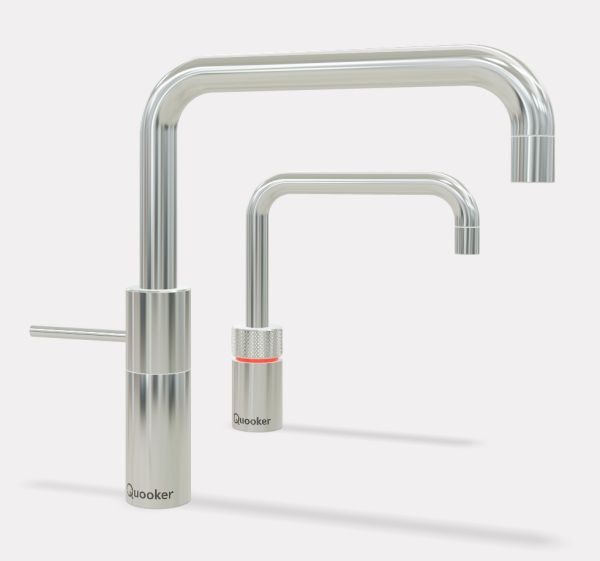 Quooker Nordic Square Twintaps Set aus Kochend-Wasserhahn und Mischbatterie, eckig