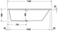 Vorschau: Duravit No.1 Trapez-Badewanne 170x100cm, Rückenschräge rechts, weiß