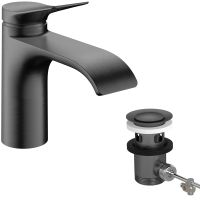 hansgrohe Vivenis Waschtischarmatur 80 mit Zugstangen-Ablaufgarnitur, brushed black chrome 75014340