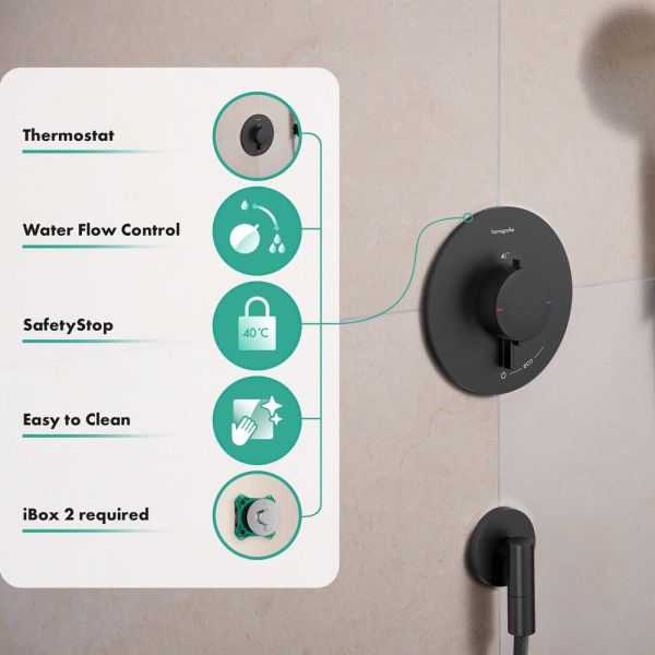 hansgrohe Ecostat Comfort S Thermostat Unterputz Funktion, brushed black chrome