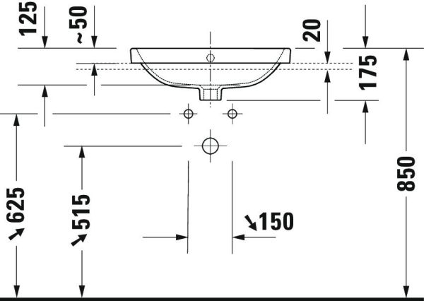 Duravit Duravit No.1 Einbauwaschtisch rechteckig 54,5x43,5cm, mit Hahnloch, mit Überlauf, weiß 03555500272