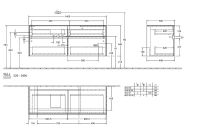 Vorschau: Villeroy&Boch Collaro Waschtischunterschrank passend zu Aufsatzwaschtisch 4A338G, 4 Auszüge, 140cm, technische Zeichnung