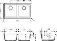 Vorschau: Hansgrohe S51 S510-U770 Unterbauspüle 370/370