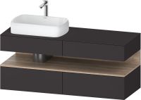 Duravit Qatego Unterschrank für Aufsatzbecken 140x55cm in graphit supermatt Antifingerprint, mit offenem Fach in eiche marmoriert, Ausschnitt links QA4765