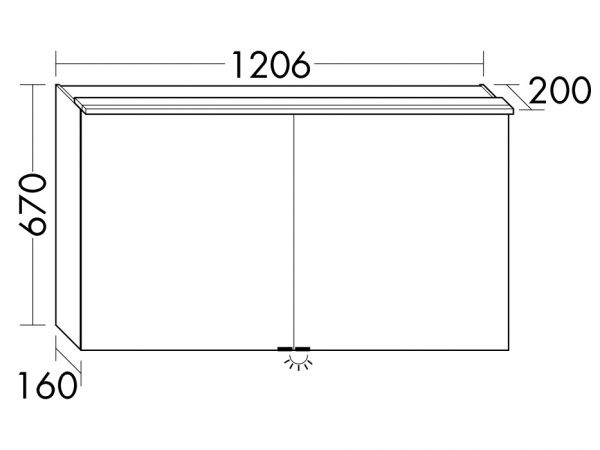 Burgbad Fiumo Spiegelschrank mit horizontaler LED-Beleuchtung, 2 Spiegeltüren 120,6x67cm