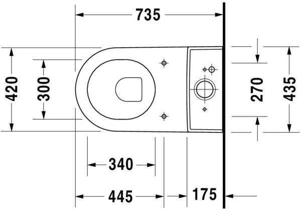 Duravit Starck 3 Stand-WC für Kombination, Tiefspüler 42x74cm, weiß