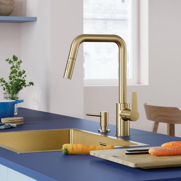 Grohe Start Küchenarmatur mit Ausziehbrause, cool sunrise gebürstet 30631GN0