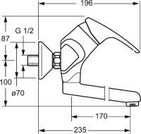 Vorschau: Hansa Hansamix Waschtisch-Einhand-Wandbatterie, Ausladung 235mm, schwenkbar, chrom