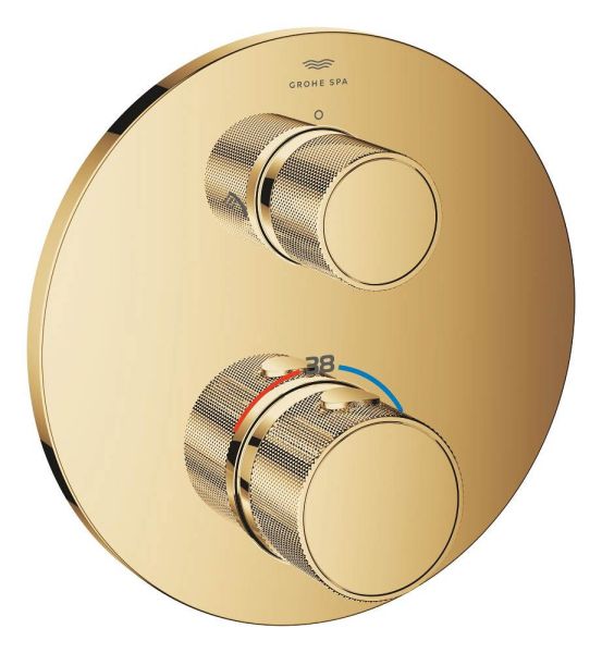 Grohe Atrio Thermostat-Brausebatterie, 2-Wege-Umstellung, Knopfbetätigung, cool sunrise 24396GL0