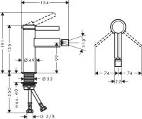 Vorschau: Hansgrohe Finoris Einhebel-Bidetmischer mit Push-Open Ablaufgarnitur, schwarz matt 76200670