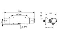 Vorschau: Hansa Hansamicra Brause-Thermostat-Batterie, vertauschte Kalt-/Warmwasser-Anschlüsse, chrom