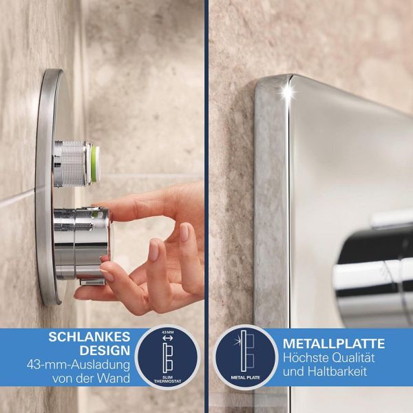 Grohe Precision SmartControl Duschsystem, eckig, Thermostat, Vitalio Rain Mono 310 Kopfbrause, chrom