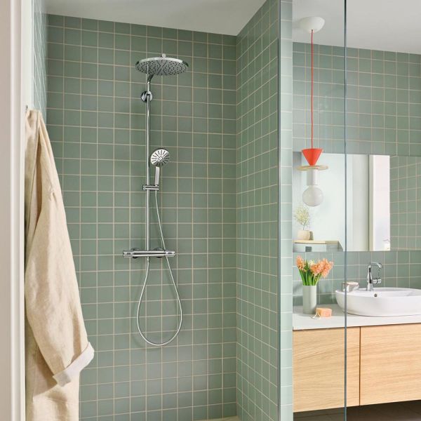 Grohe Vitalio Joy+ CoolTouch System 280 Duschsystem mit Thermostatbatterie, Aufputz, chrom
