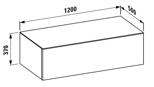 Laufen IL BAGNO ALESSI ONE Schubladenelement 1200, 1 Schublade, Vollauszug, techn. Zeichnung