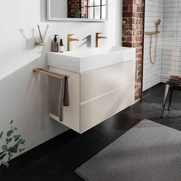 hansgrohe Xevolos E Waschtischunterschrank 98x47,5cm für Waschtisch, 2 Schubkästen sandbeige matt sandbeige matellic 