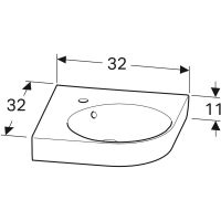 Vorschau: Geberit Renova Compact Eckhandwaschbecken 276132000 tech. Zeichnung