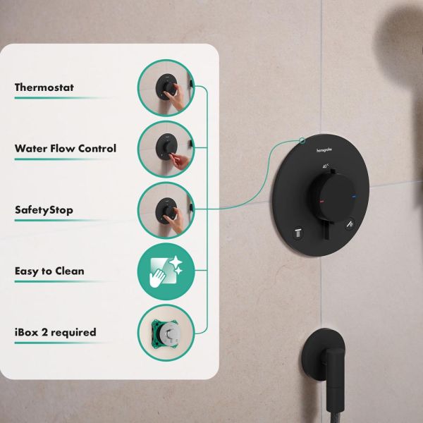 hansgrohe Ecostat Comfort S Thermostat Unterputz für 2 Funktionen schwarz matt 33715670