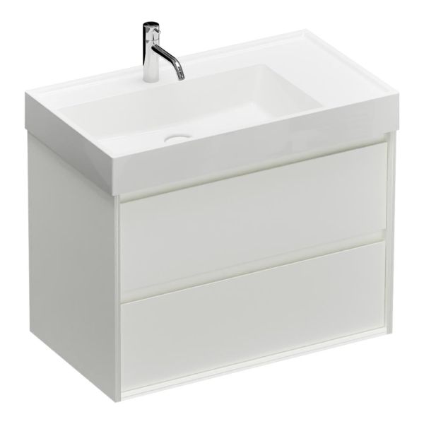Burgbad Devio Mineralguss-Waschtisch 80cm mit Unterschrank, 2 Auszüge